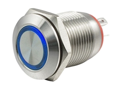Кнопка M12 OFF-ON LED12V IB12C-P (LAS2GQF) 2A/36V 4c IP65 -синяя-