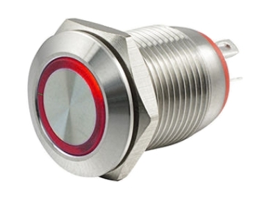 Кнопка M12 OFF-ON LED12V IB12C-P (LAS2GQF) 2A/36V 4c IP65 -красная-