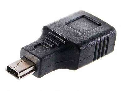 Переходник шт. Mini USB-B 5 pin - гн. USB-A, Ni/Pl