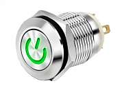 Кнопка M12 OFF-(ON) LED12-24V IB12C-PW (LAS2GQF) 2A/36V 4c IP65 -зелёная-