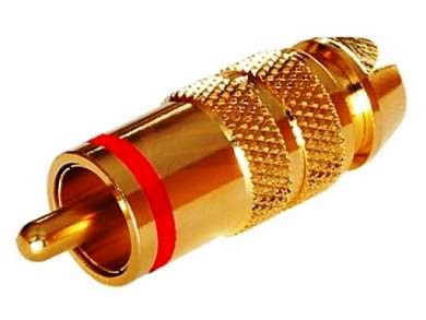 Штекер RCA на кабель 6 мм Gold -красный- *