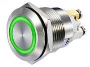 Кнопка M19 OFF-(ON) LED12V GQ19F-10E 3A/250V 4c IP65 -зеленая-