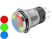 Кнопка M16 ON-(ON) LED12-24V IB16S-RGB (GQ16B-10E/RGB) 3A/250V 7c IP65 -R/G/B-