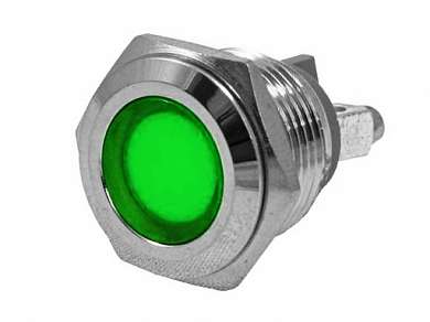 Индикатор M16 LED 12-24V (GQ16F) антивандальный IP67 -зеленый-