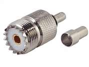 Гнездо UHF на кабель RG 58/U обжим (U-211F, SO-239)  Ni/Gold pin/Teflon