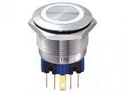 Кнопка M22 ON-(ON) LED12V IB22T-P (GQ22-11E) 5A/250V 6c IP67 SS -белая-