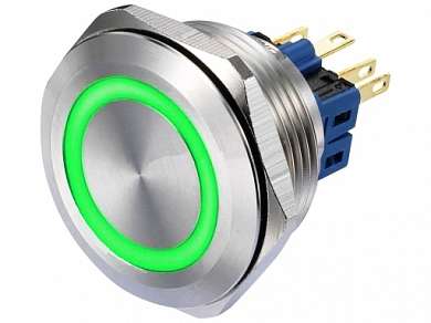 Кнопка M30 ON-(ON) LED12V IB30T-PF (LAS1-GQ11) 5A/250V 6c IP67 -зеленая-