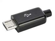 Штекер Micro USB-B 5-pin 6mm  Ni/Pl -черный-