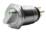 Переключатель M19 ON-ON 1NO1NC (KDS-2) LED12V 5A/250V 5c IP67 -зеленый-