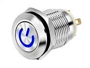 Кнопка M12 OFF-(ON) LED12-24V IB12C-PW (LAS2GQF) 2A/36V 4c IP65 -синяя-