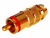 Штекер RCA на кабель 6 мм Gold -красный- *