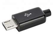 Штекер Micro USB-B 5-pin 8mm  Ni/Pl -черный-