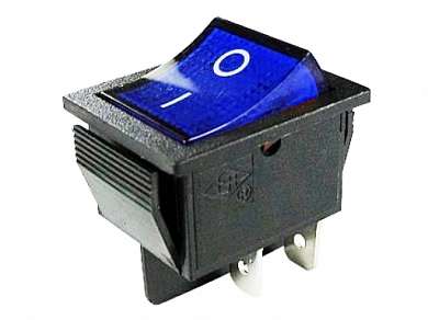 Выключатель OFF-ON RWB-502 (KCD4-101, IRS-201) neon 15A/250V 4c -синий-