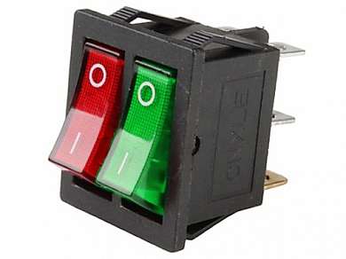 Выключатель OFF-ON RWB-510 (KCD4-202/N) neon 15A/250V 6c -красно-зеленый-