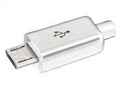 Штекер Micro USB-B 5-pin 6mm  Ni/Pl -белый-