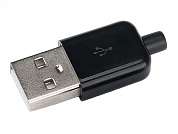 Штекер USB-A 2.0 на кабель  Ni/Pl  на клей