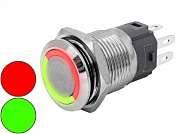 Кнопка M16 ON-(ON) LED12-24V IB16S-RG (GQ16B-10E/RG) 3A/250V 7c IP65 -R/G-