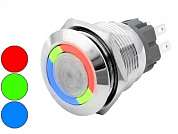 Кнопка M19 ON-(ON) LED12-24V IB19S-RGB (GQ19B-10E/RGB) 3A/250V 7c IP65 -R/G/B-