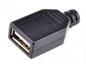 Гнездо USB-A 2.0 на кабель  Ni/Pl