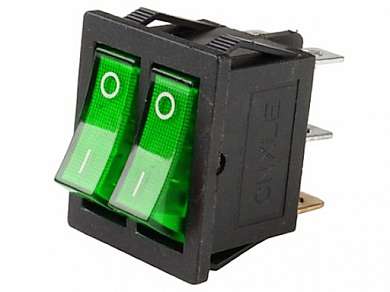 Выключатель OFF-ON RWB-510 (KCD4-202/N) neon 15A/250V 6c -зеленый-