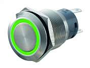 Кнопка M19 ON-(ON) LED12V IB19S-PF (LAS1-AGQ-11ZE) 5A/250V 5c IP67 -зеленая-