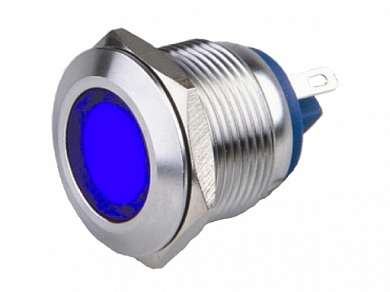 Индикатор M19 LED 12V антивандальный IP67 -синий-