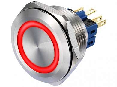 Кнопка M30 ON-(ON) LED12V IB30T-PF (LAS1-GQ11) 5A/250V 6c IP67 -красная-