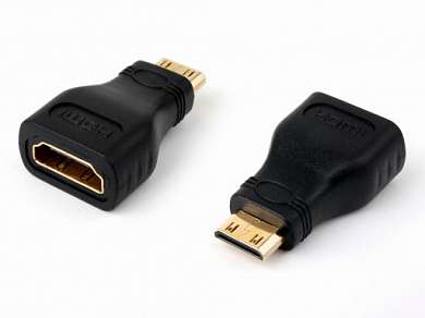 Переходник шт. Mini HDMI - гн. HDMI, GOLD/Pl