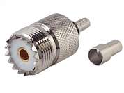 Гнездо UHF на кабель RG 174/U обжим (U-211L, SO-239)  Ni/Gold pin/Teflon