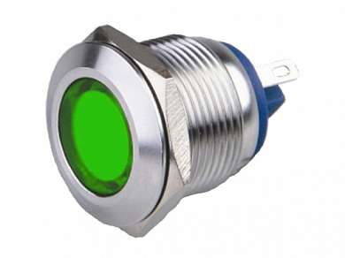 Индикатор M19 LED 12V антивандальный IP67 -зеленый-