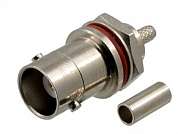Гнездо BNC на  корпус обжим RG174/U (B-231L)  Ni/Gold pin/Teflon