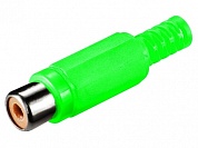Гнездо RCA на кабель 4 мм  Ni/Pl -зеленое-