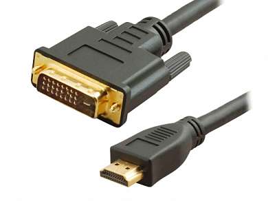 Шнур шт. HDMI V1.3 - шт. DVI-D Single Link GOLD  1 м *