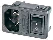 Штекер AC на корпус с выкл. + FUSE защелка (AC-013, JR-101) 250V/10А