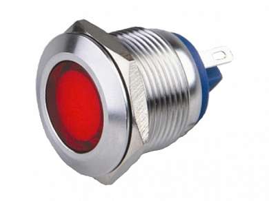 Индикатор M19 LED 12V антивандальный IP67 -красный-