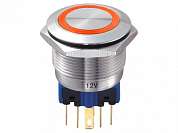 Кнопка M22 ON-(ON) LED12V IB22T-P (GQ22-11E) 5A/250V 6c IP67 SS -красная-