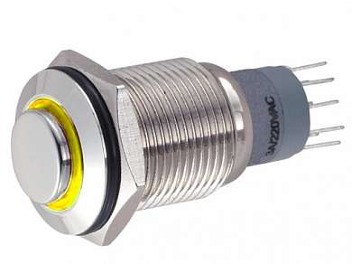 Кнопка M16 ON-ON LED12V IB16S-GZ (LAS2-GQH) 3A/250V 5c IP65 -желтая-