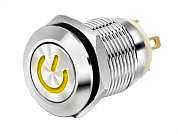 Кнопка M12 OFF-(ON) LED12-24V IB12C-PW (LAS2GQF) 2A/36V 4c IP65 -жёлтая-